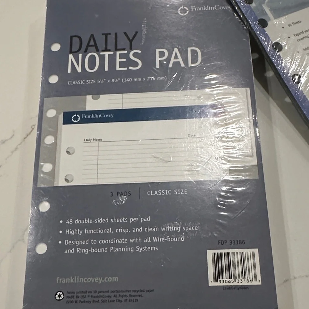 Franklin Covey Cornerstone Daily Notes Pad (Bundle)
